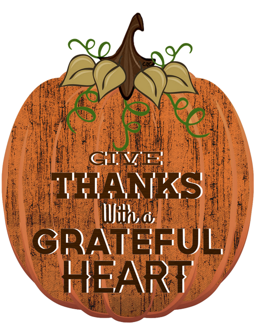 Thanksgiving Prim Pumpkin  - Give Thanks with a Grateful Heart - Transparent png  Image