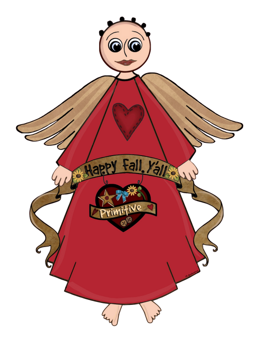 Happy Fall 'Y'all Prim Angel Red