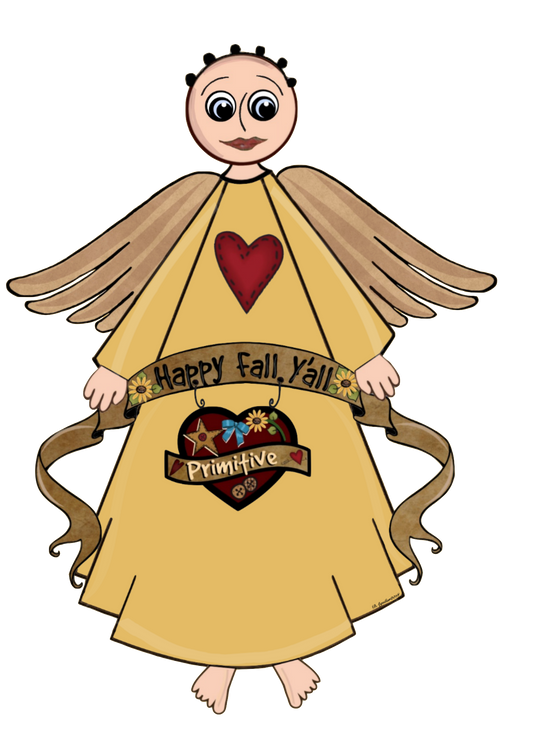 Happy Fall 'Y'all Prim Angel - Golden