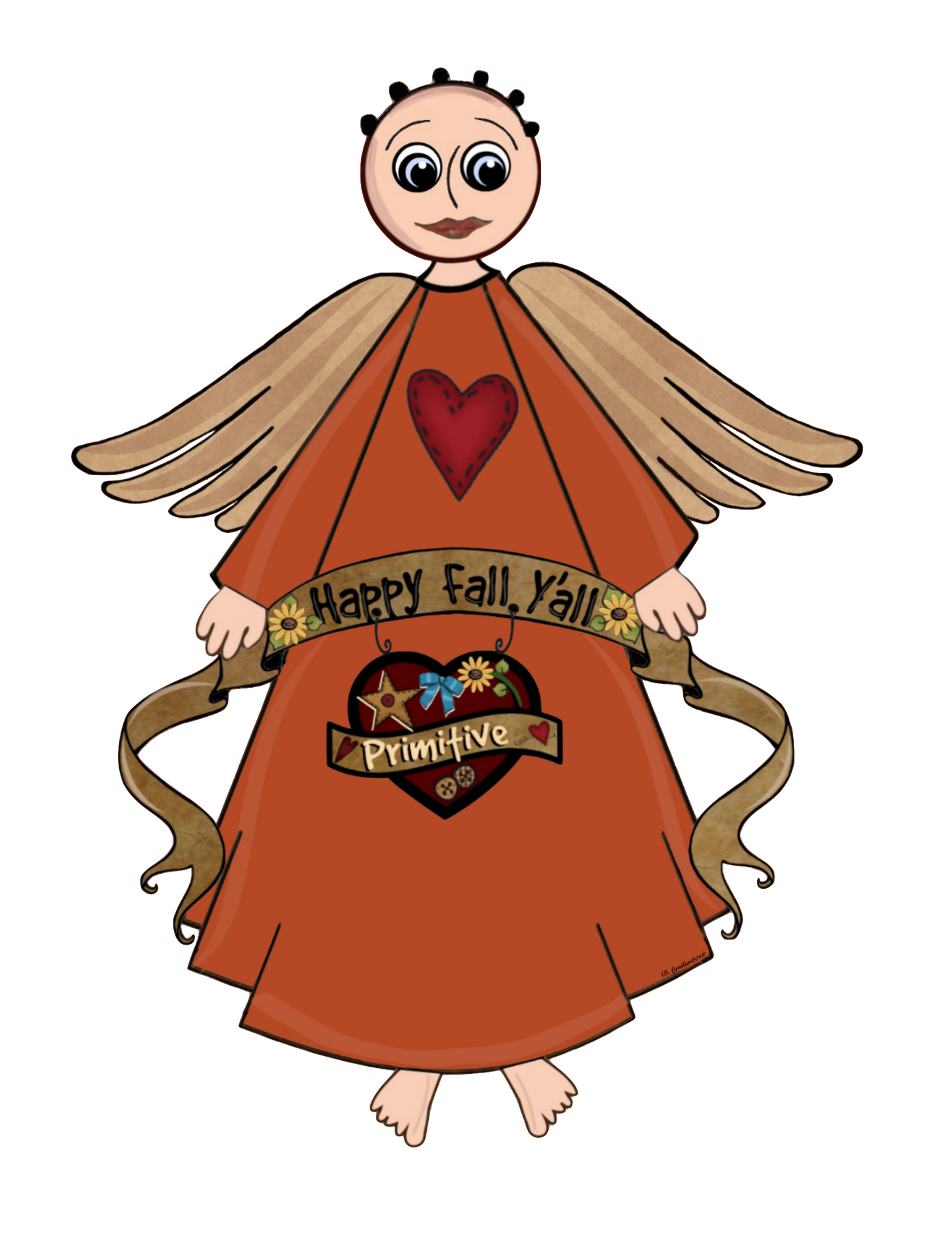 Happy Fall 'Y'all Prim Angel Orange