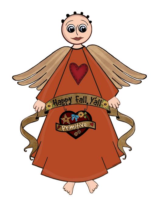 Happy Fall 'Y'all Prim Angel Orange