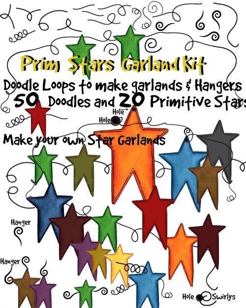 70 pc Prim Star Garland Kit - Make your own prim garlands!