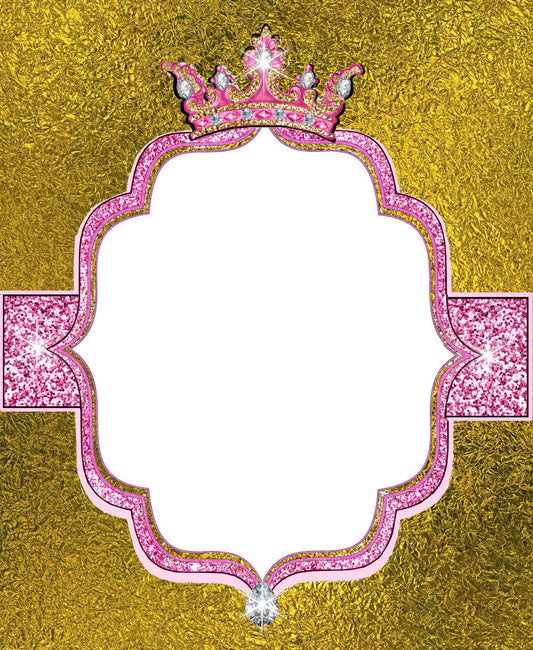 Beautiful Princess Party Invitation Blank - Gold & Pink Glitter & Crown