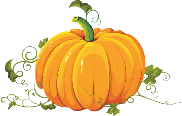 Shiny Pumpkin with Leaves & curlys