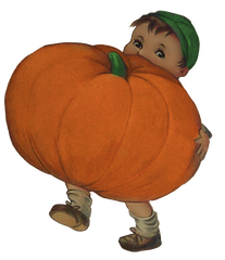 Cute Pumpkin Boy - Little boy carriying a huge pumpkin