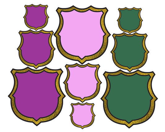 Gold Trimmed Blank Badges - Purple - Lavender & Hunter Green Set - Printable