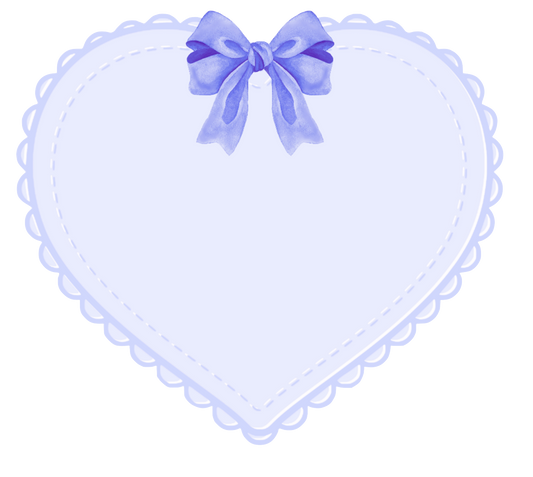 Lavender  Eyelet Heart With Large Watercolor Ribbon
