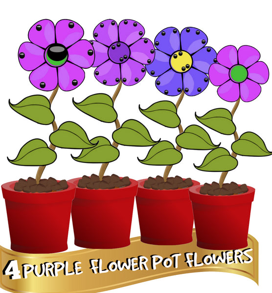 4 Purple Flower Pot Flowers