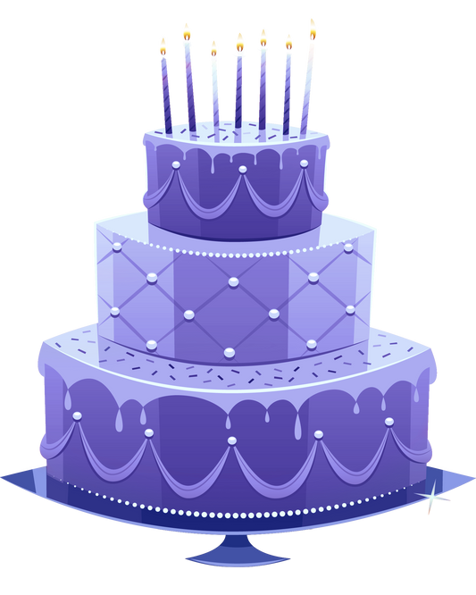Birthday Cake - Purple 3 Tier Fancy Cake with Candles