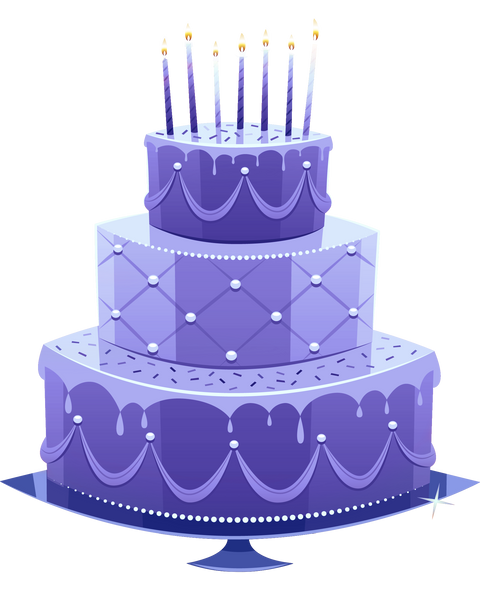 Birthday Cake - Purple 3 Tier Fancy Cake with Candles