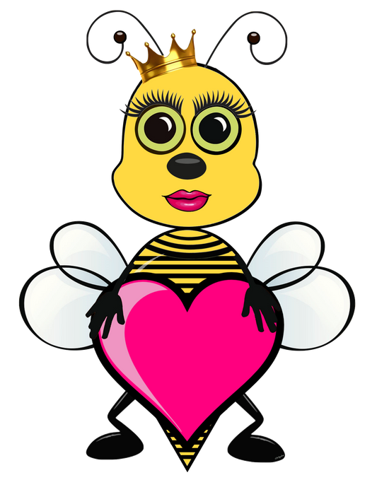 Queen Bee - Cute Bee holding Blank heart sign to personalize