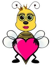 Queen Bee - Cute Bee holding Blank heart sign to personalize