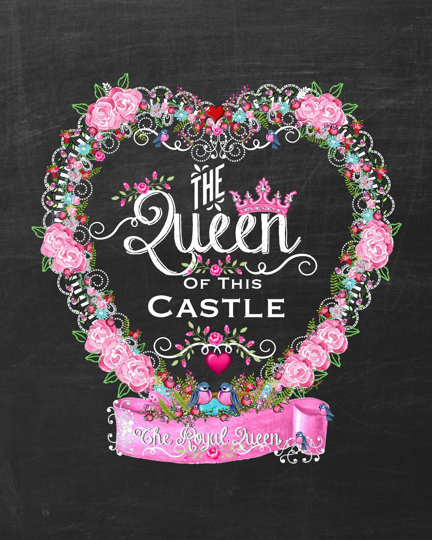 The Queen of this Castle Heart 8x10 Print Ready to Frame is part of a collection of matching prints