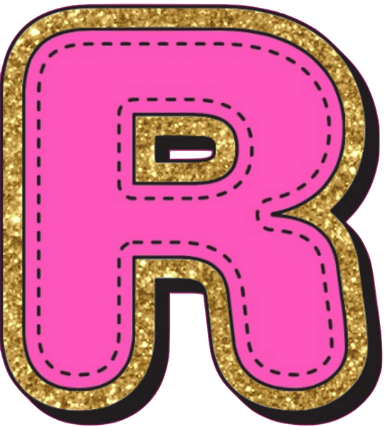 Bright Pink Alphabet trimmed in glittery gold Very Girly!