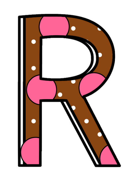 Alphabet Funky Brown & Pink Polkadots All CAPS 26 Letters