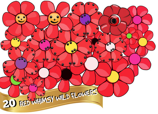 20 Red Wild Flowers Bundle