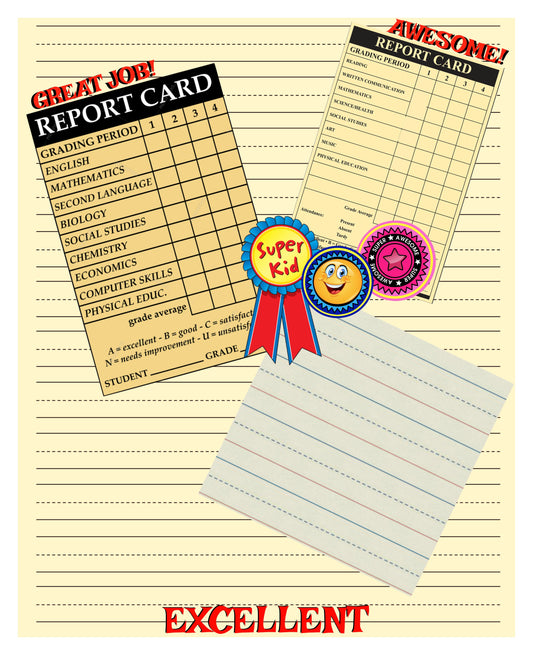 8x10 Report Card Background Page or as clip art to add to a 12X12 scrapbook Page