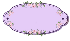 Beautiful Lavender Purple Label little pink roses & stitched outline