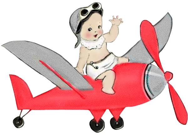Baby Flying Red Airplane - Vintage