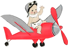 Baby Flying Red Airplane - Vintage