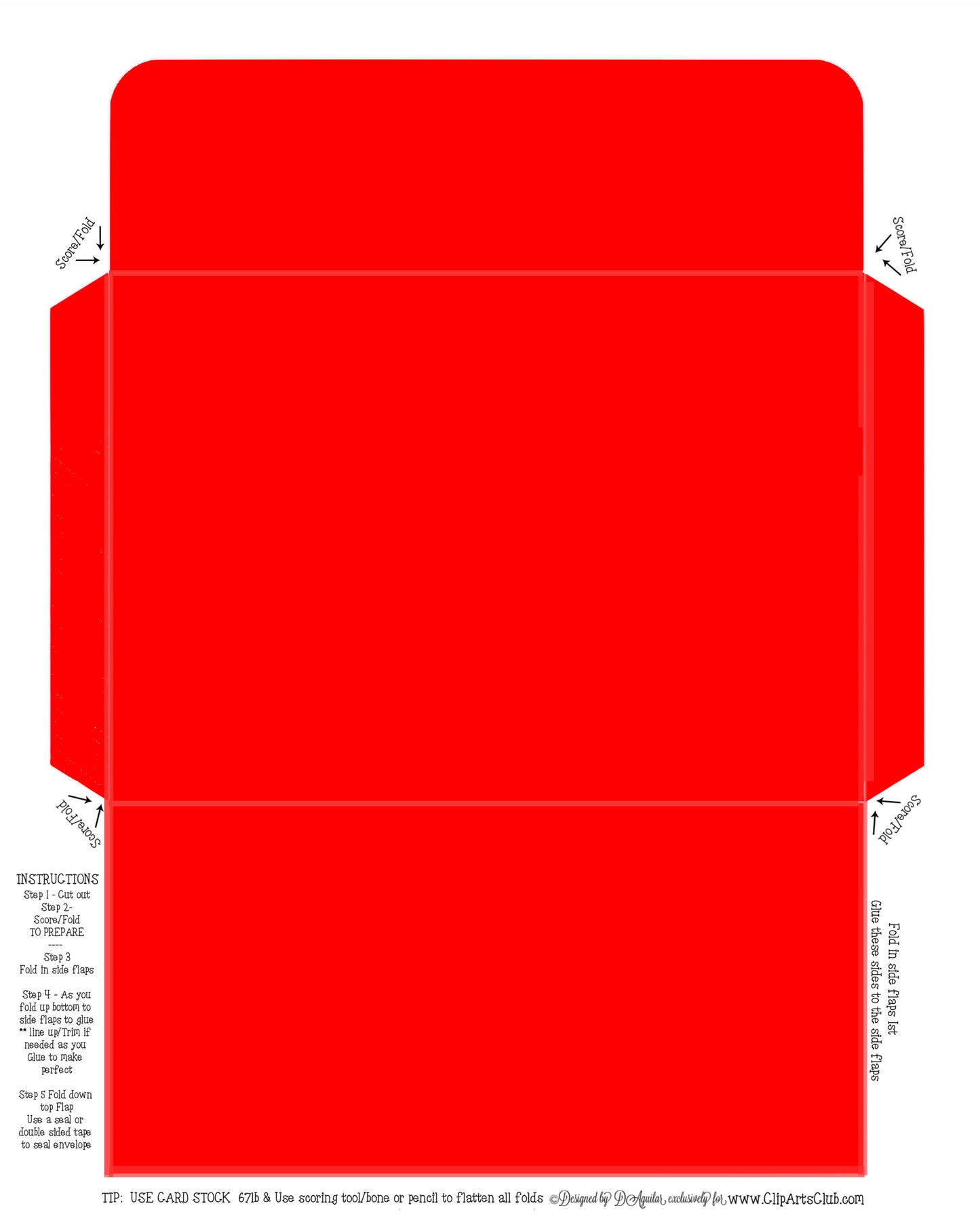 Red Envelope Fits My Regular Greeting Cards 4X6 Envelope - DIY Printable