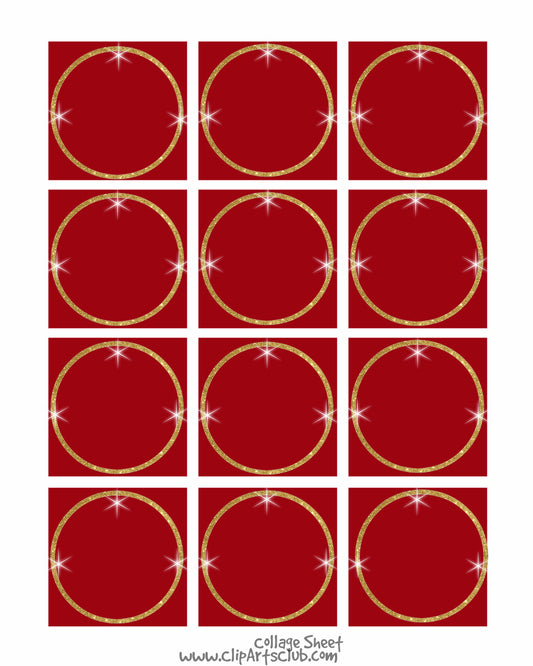 Gold Burst Blank Collage Sheet Gold & Red - Create Your Own Tags - Labels & More!