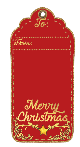 Red Fancy Merry Christmas Scrapbook Tag