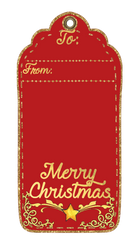 Red Fancy Merry Christmas Scrapbook Tag