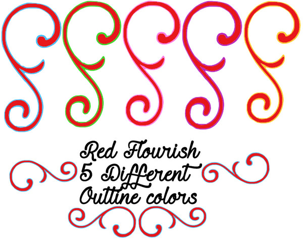 Red Flourish Bundle - 6 different outline colors