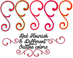 Red Flourish Bundle - 6 different outline colors