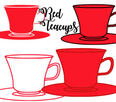 4 Red Teacups 4 separate images each different