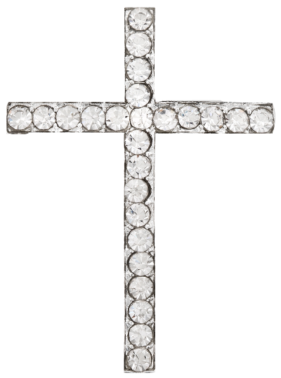 Silver Diamond or Rhinestone Cross Bling Embellishment