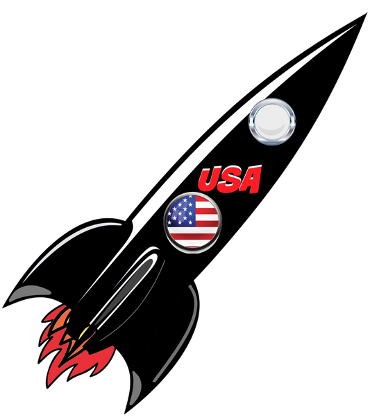 Rocket #2 Black with USA and Flame