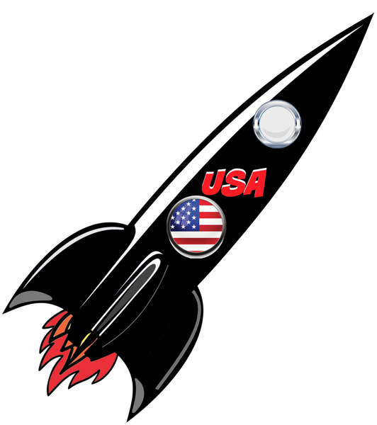 Rocket #2 Black with USA and Flame