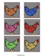 Country Roosters Collage Sheet Check Background