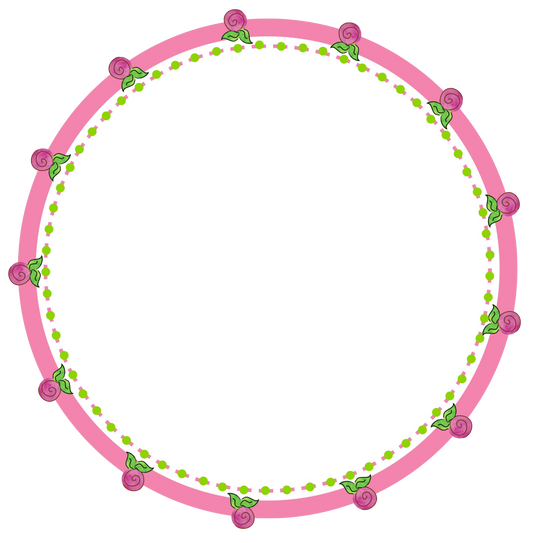Girly Rose Pink & Green Circle Frame