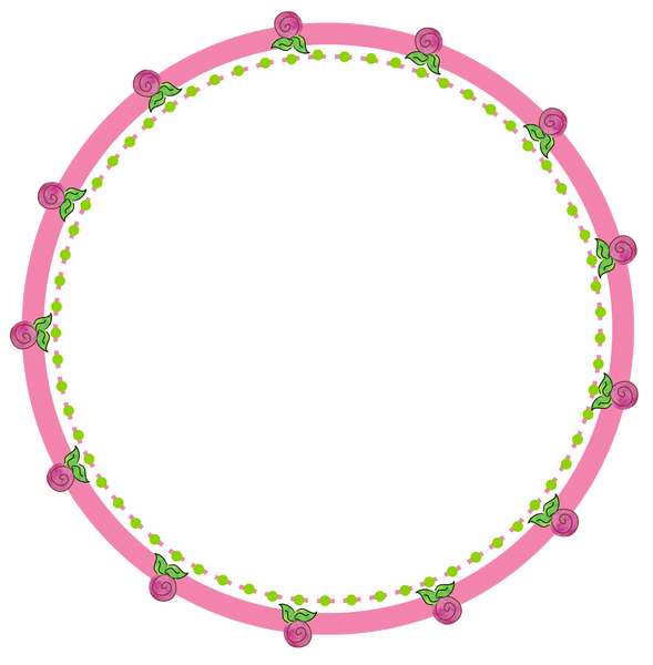 Girly Rose Pink & Green Circle Frame