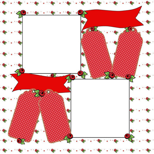 Red Rosebuds Scrapbook Page with Photo Frames