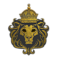 Golden Royal Regal Lion Head - Gorgeous on Gold Foil