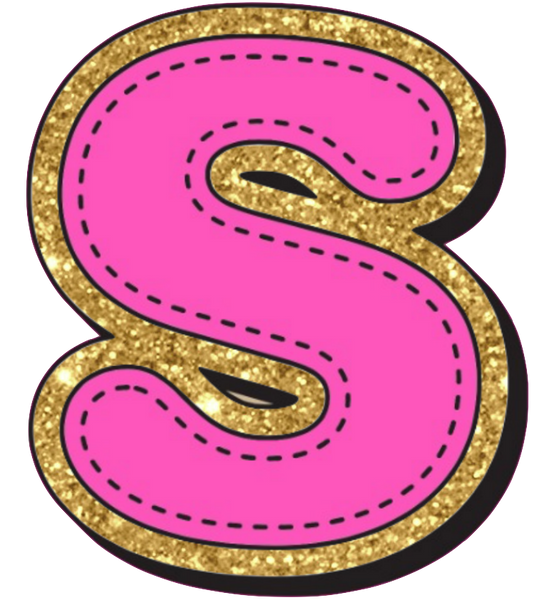 Bright Pink Alphabet trimmed in glittery gold Very Girly!