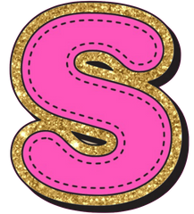 Bright Pink Alphabet trimmed in glittery gold Very Girly!