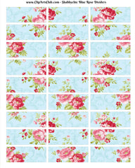 Shabby Chic Blue & Roses Divider Labels Collage Page