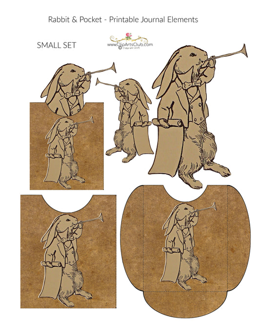 Small Brown Rabbit Journal Craft Kit - Rabbits & Journal Pocket Printable