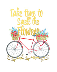 Bicycle Print Set Ready To Frame "Life is a Beautiful Ride" & "Take Time To Smell The Flowers"