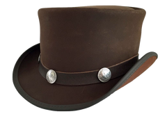 Vintage Brown Leather Nickel Hat
