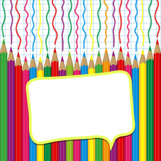 Pencils with Speech Bubble Background 12x12 or scrapbook page