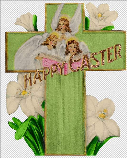 Green vintage Easter Cross