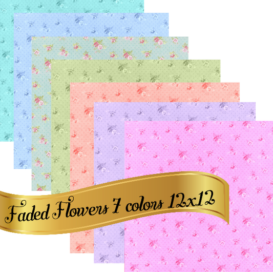 Faded Flowers 12x12 Background Bundle 7 Colors