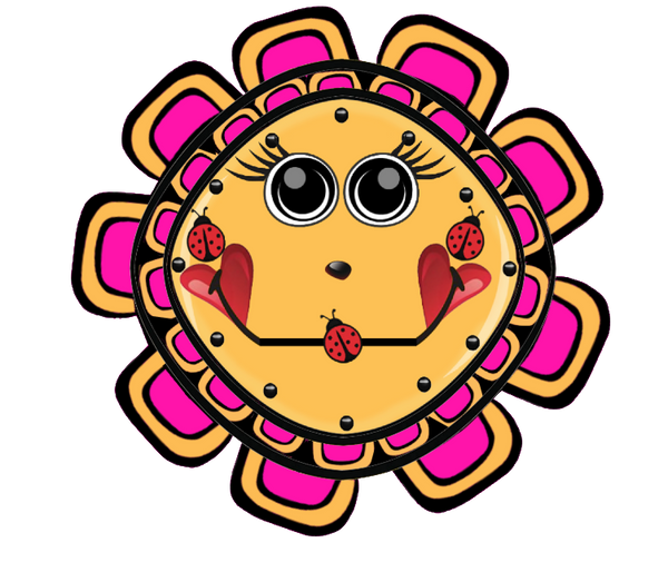 9 Ladybug Flower Faces Bundle - 9 different color png images