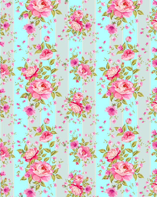 SHABBY CHIC ROSES - Turquoise 8X10 BACKGROUND OR PAGE